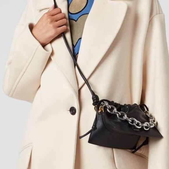 Yuzefi Bom Mini Chain-embellished Black Leather Crossbody Clutch Bag - Picture 1 of 8